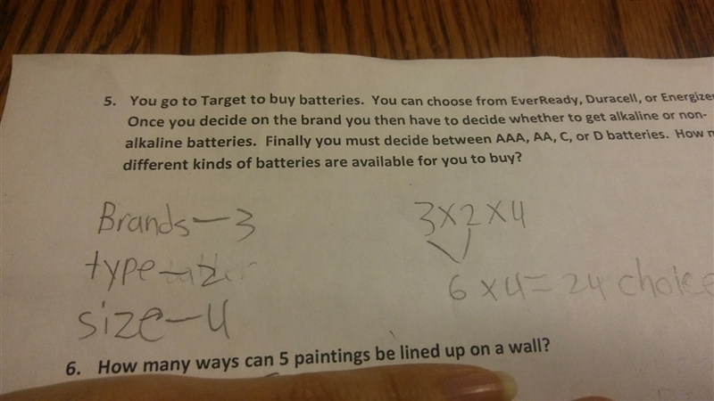 How many ways can 5 paintings be lined up on a wall? question above shows what we-example-1