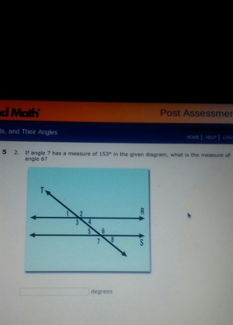 If angle 7 has a measure of 135° in the given diagram, what is the measure of angle-example-1