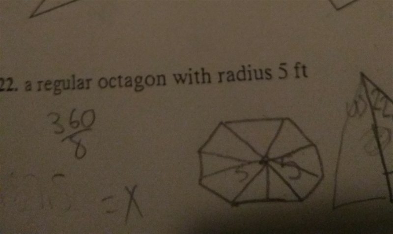 The area of the regular octagon with a radius of 5ft-example-1