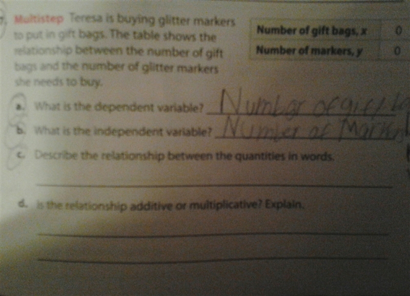 Teresa is buying glitter markers to put in gift bags The table shows the relationship-example-1