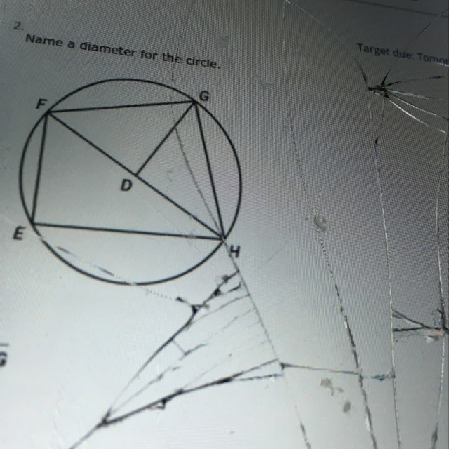 Name a diameter for the circle. •DG •EF •DH •FH-example-1