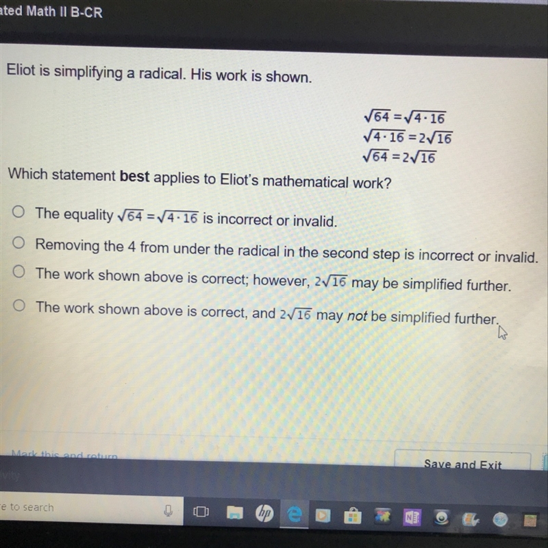 Eliot is simplifying a radical. Please help it’s times-example-1