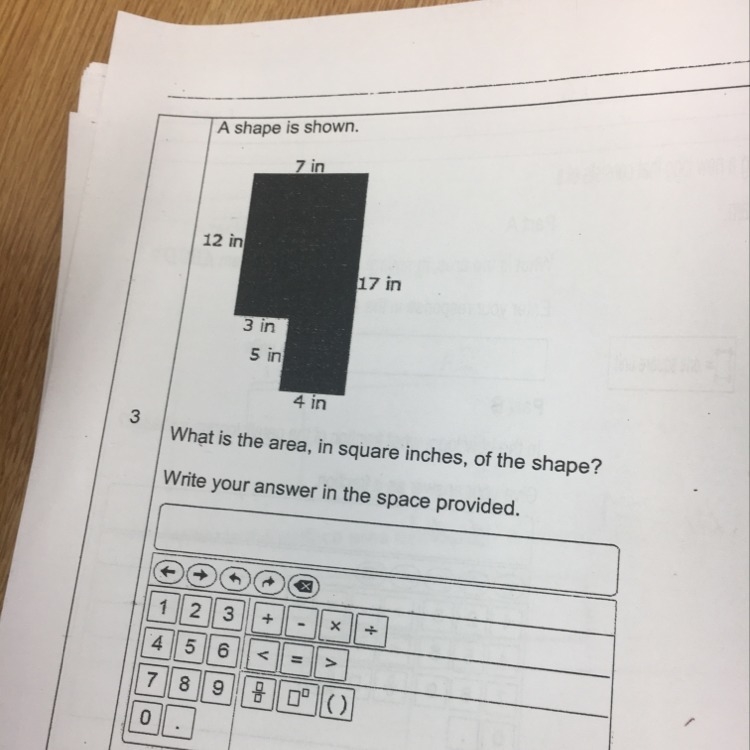 What is the area in square inches of the shape-example-1