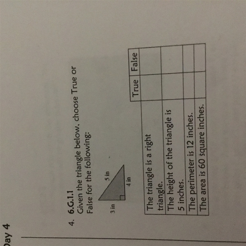 Given the triangle below choose true or false show work-example-1