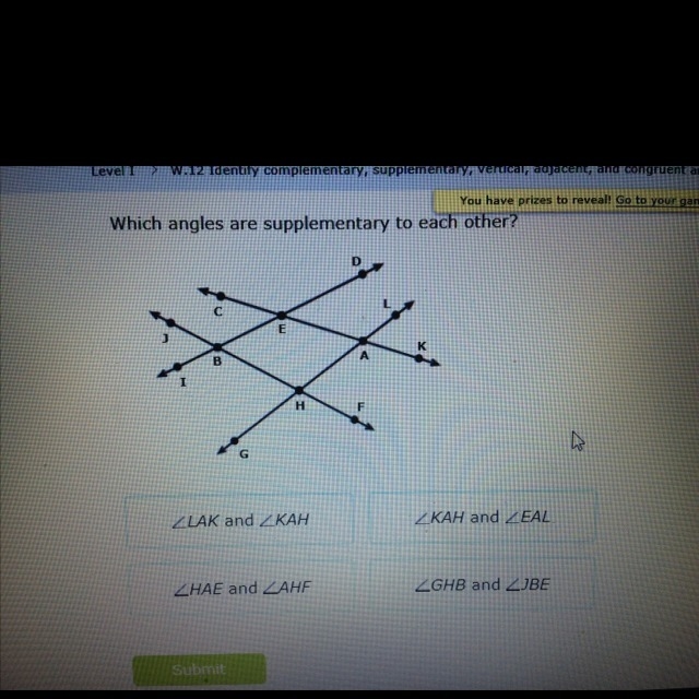 Which angles are supplementary to each other-example-1