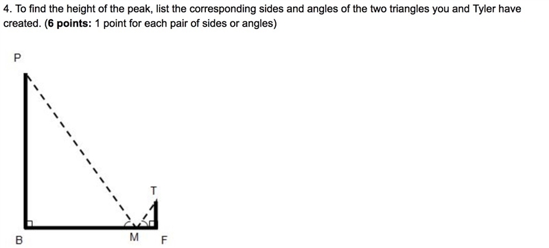 To find the height of the peak, list the corresponding sides and angles of the two-example-1