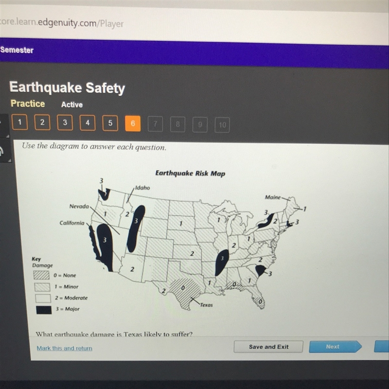 What earthquake damage is Texas likely to suffer-example-1