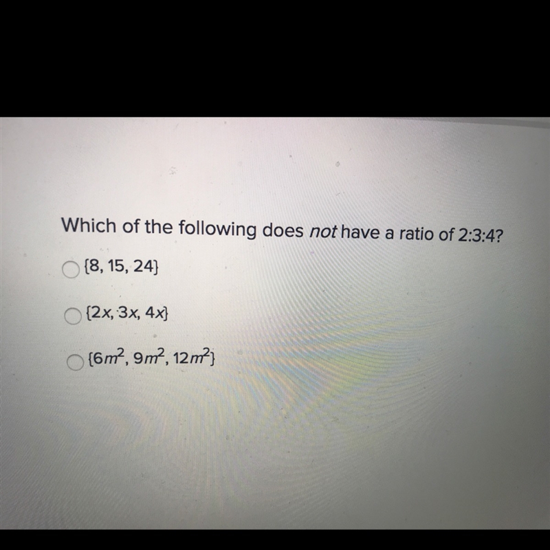 Which of the following does not have a ratio of 2:3:4?-example-1