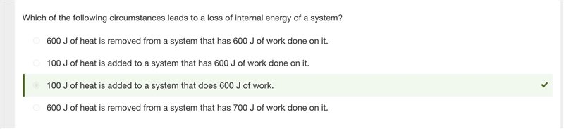 Which of the following circumstances leads to a loss of internal energy of a system-example-1