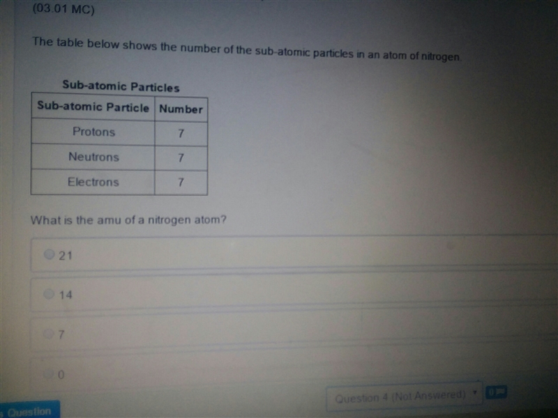 the table below shows the number of the sub-atomic particles in an atom of nitrgen-example-1