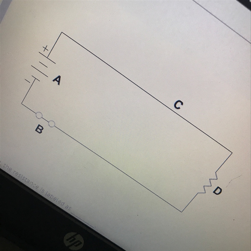 1) in the diagram the resistance is labeled as A B C D 2) in the diagram, the switch-example-1