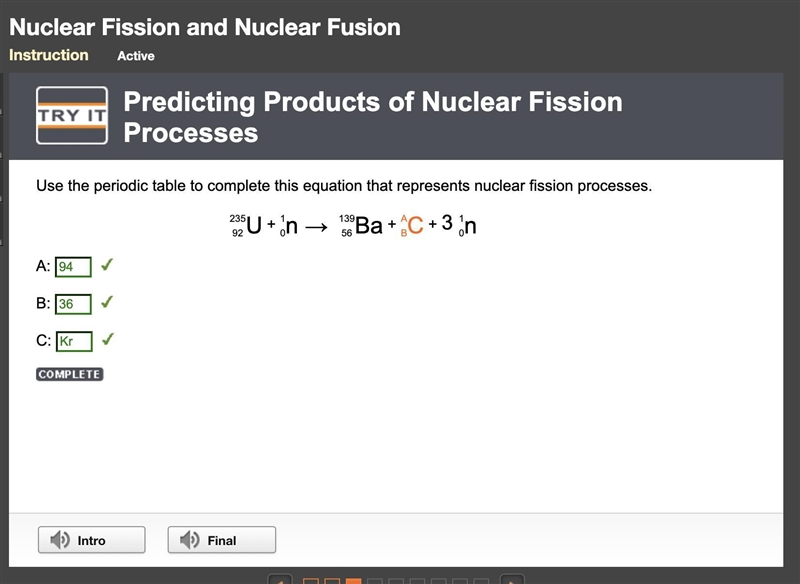 Use the periodic table to complete this equation that represents the process of nuclear-example-1