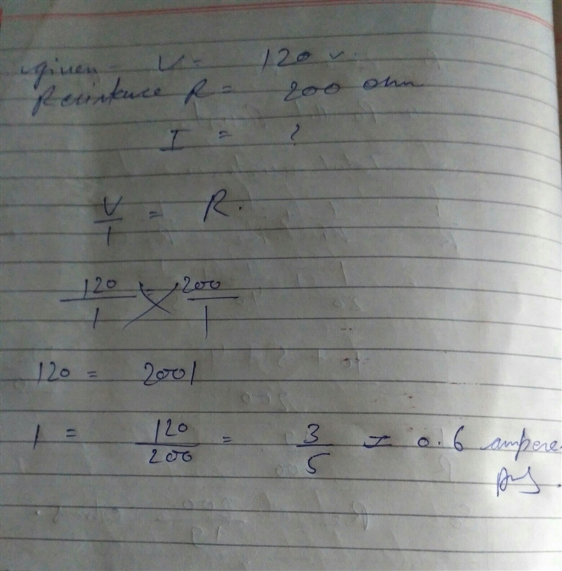 What would be the current going through a 200 ohm resister that is connected across-example-1