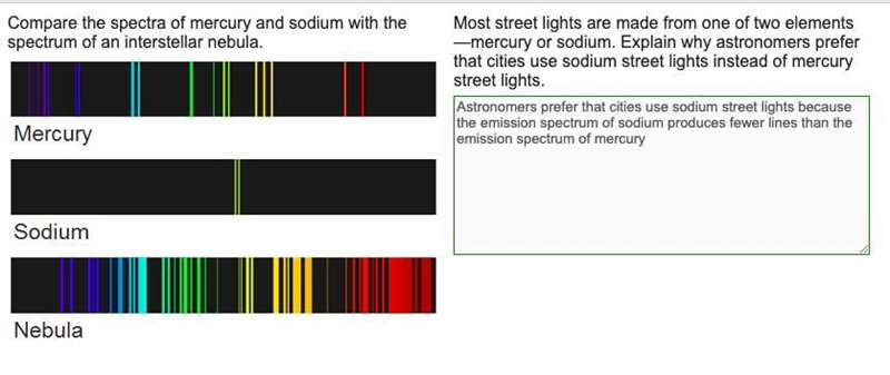 Most street lights are made from one or two elements mercury or sodium. Explain why-example-1