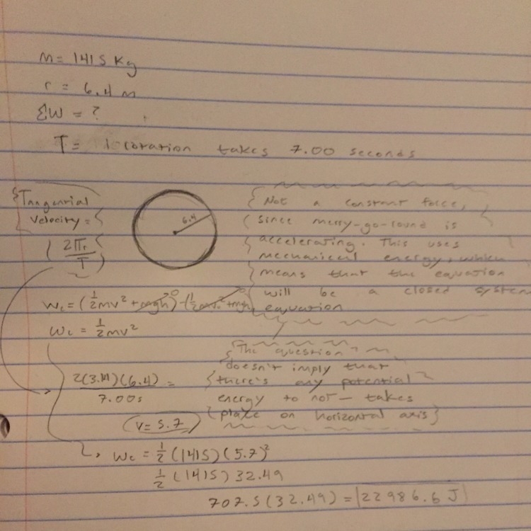 A merry-go-round has a mass of 1415 kg and a radius of 6.4 m. How much net work (in-example-1