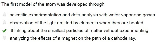 The first model of the atom was developed through-example-1