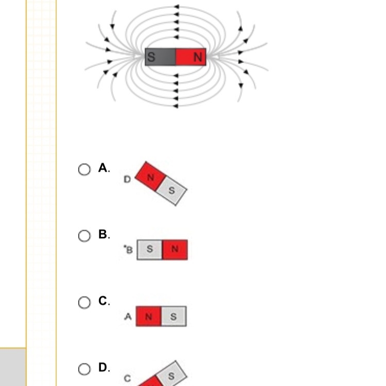 A small bar magnet is placed in the magnetic field of a larger bar magnet, at the-example-1