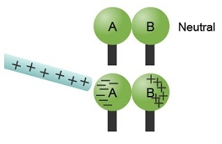 ﻿A positive rod is placed to the left of sphere A, and the spheres are separated. Which-example-1