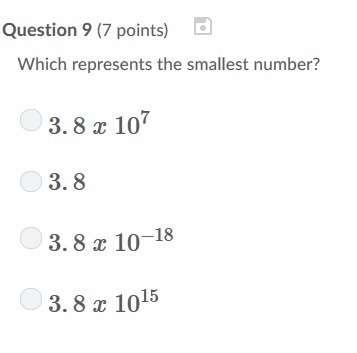 PLEASE HELP ASAP!!! CORRECT ANSWER ONLY PLEASE!!! Which represents the smallest number-example-1