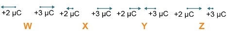 Charges of +2 µC and +3 µC are 4 mm from each other. Raina’s group draws four diagrams-example-1