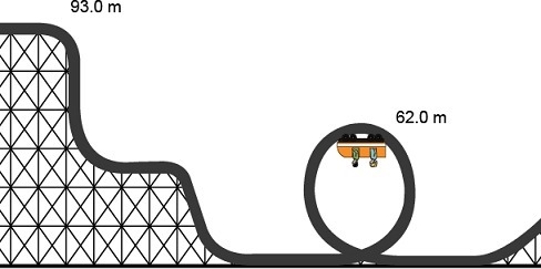 A 535 kg roller coaster car began at rest at the top of a 93.0 m hill. Now it is at-example-1