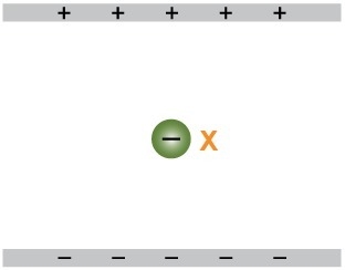 ***HURRY*** A negative charge is placed between a pair of oppositely charged plates-example-1