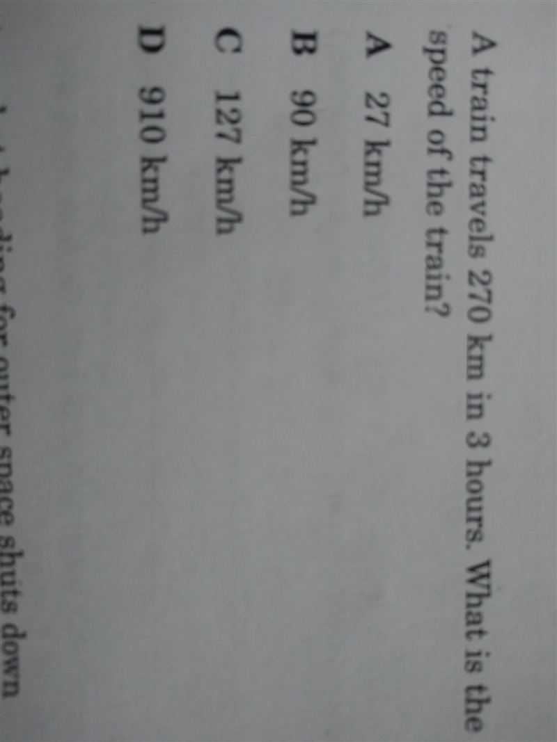 A train travels at 270 km in 3 hours . what is the speed of the train?-example-1