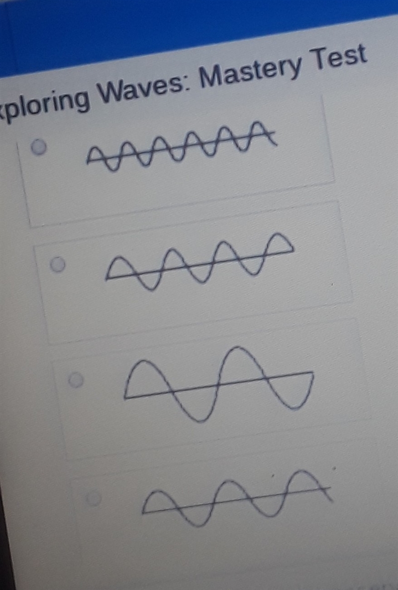 These waves are traveling at the same speed. Which wave has the highest frequency-example-1