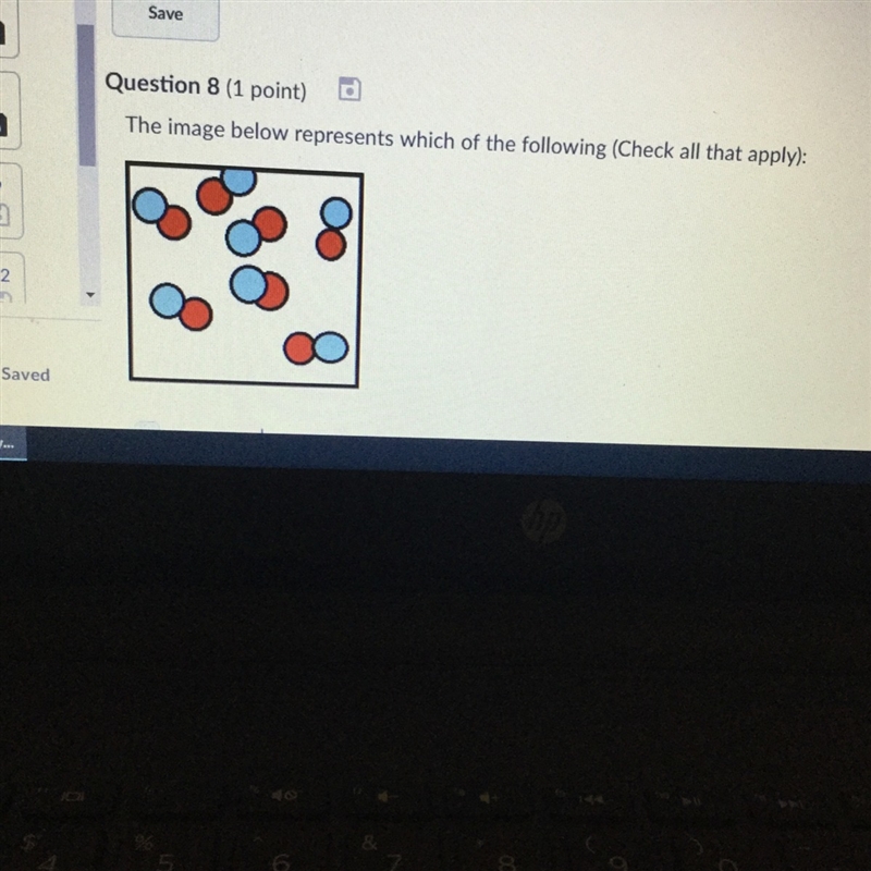 A compound B mixture C pure substance D one element E molecule F one atom Need help-example-1