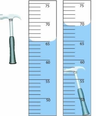 The toy hammer has a mass of 55 grams. Calculate the density of the hammer by using-example-1