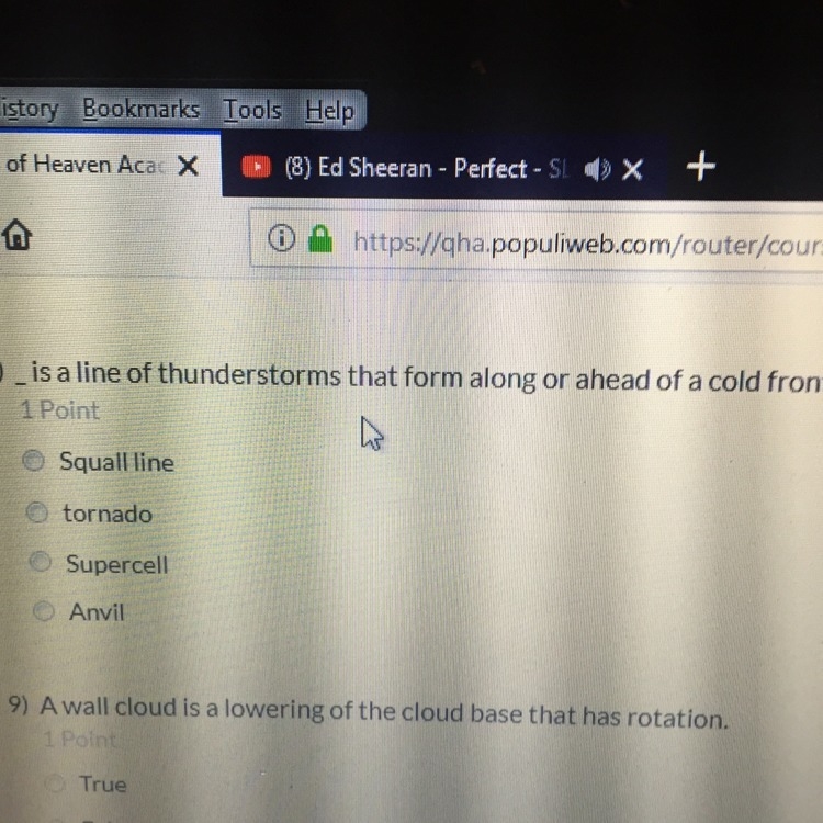 H E L P!!! 20 POINTS FOR FOR CORRECT ANSWE!! _ is a line of thunderstorms that form-example-1