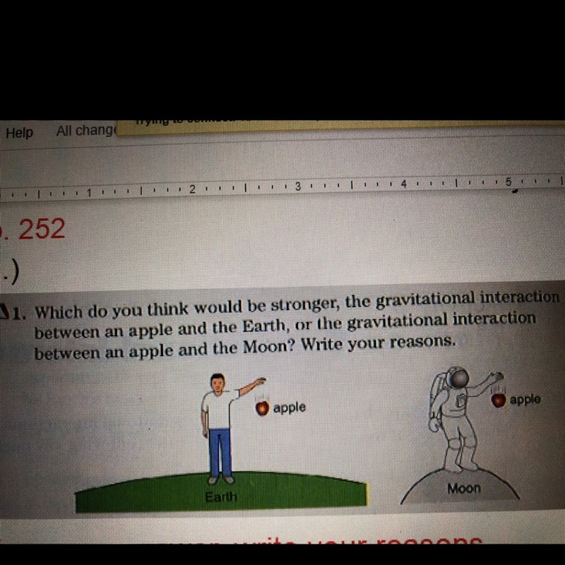 Which do you think would stronger the gravitational interaction between an apple and-example-1