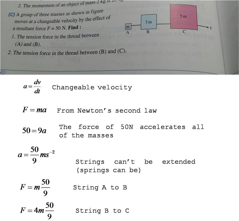 What is the tension force law and how can i solve (c)?-example-1