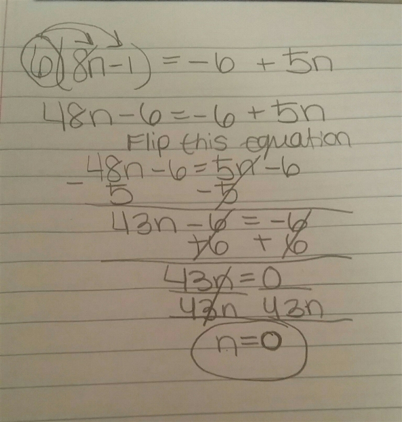 6 ( 8n - 1 ) = -6 + 5n-example-1