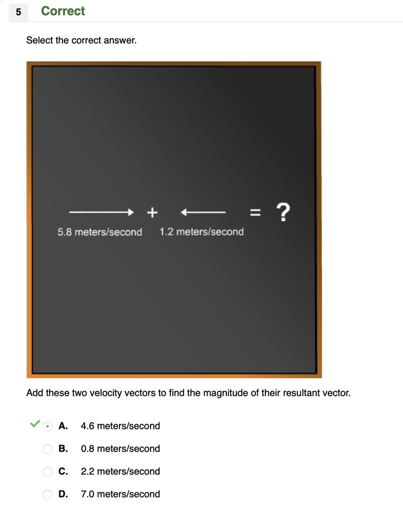 Add these two velocity vectors to find the magnitude of their resultant vector-example-1