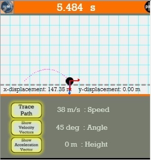 In the simulation above, as the projectile travels upward, how does the vertical velocity-example-1