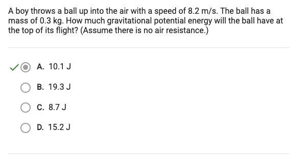 A boy throws a ball up into the air with a speed of 8.2 m/s. The ball has a mass of-example-1