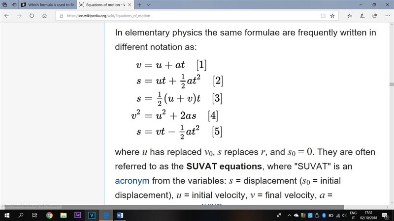 Which formula is used to find an objects acceleration-example-1