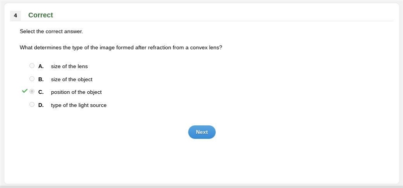 What determines the type of the image formed after refraction it from a convex lens-example-1