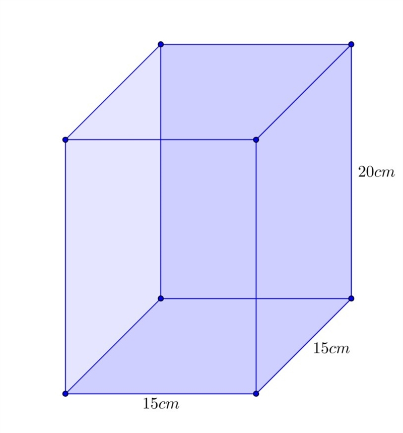 A block of stone measures 15cm x 15cm x 20 cm.What is the total surface area of the-example-2