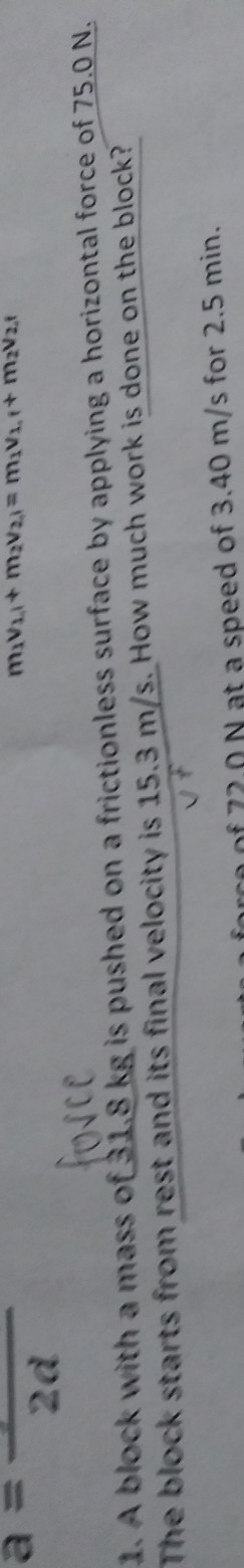 A block with a mass of 31.8 kg is pushed on a frictionless-example-1