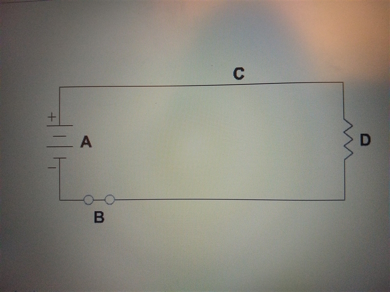 Please help!?!? in the diagram, if a light bulb is placed at D&b is closed (as-example-1