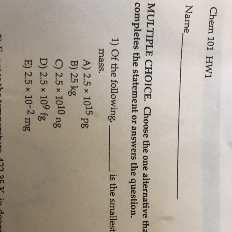 Of the following which is the smallest mass-example-1