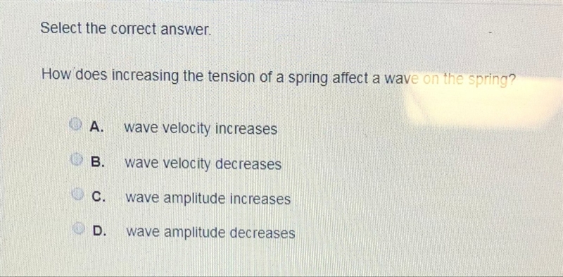 How does increasing the tension of a spring affect a wave on the spring?-example-1