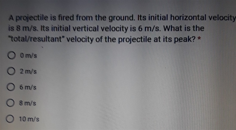 a projectile is fired from the ground with an initial horizontal velocity of 8 meters-example-1