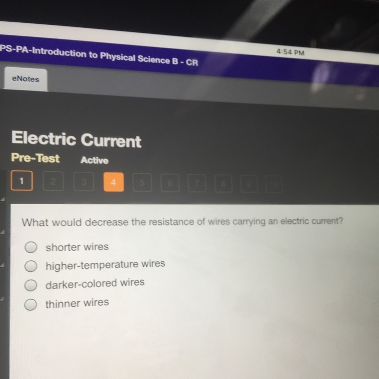 What would decrease the resistance of wires carrying an electric current-example-1