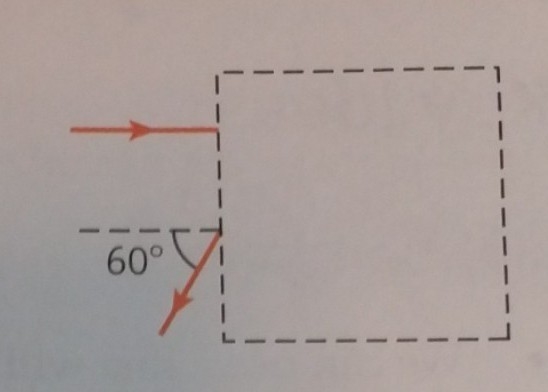 Only one plane mirror is placed in the box and the light ray leaves the box as shown-example-1