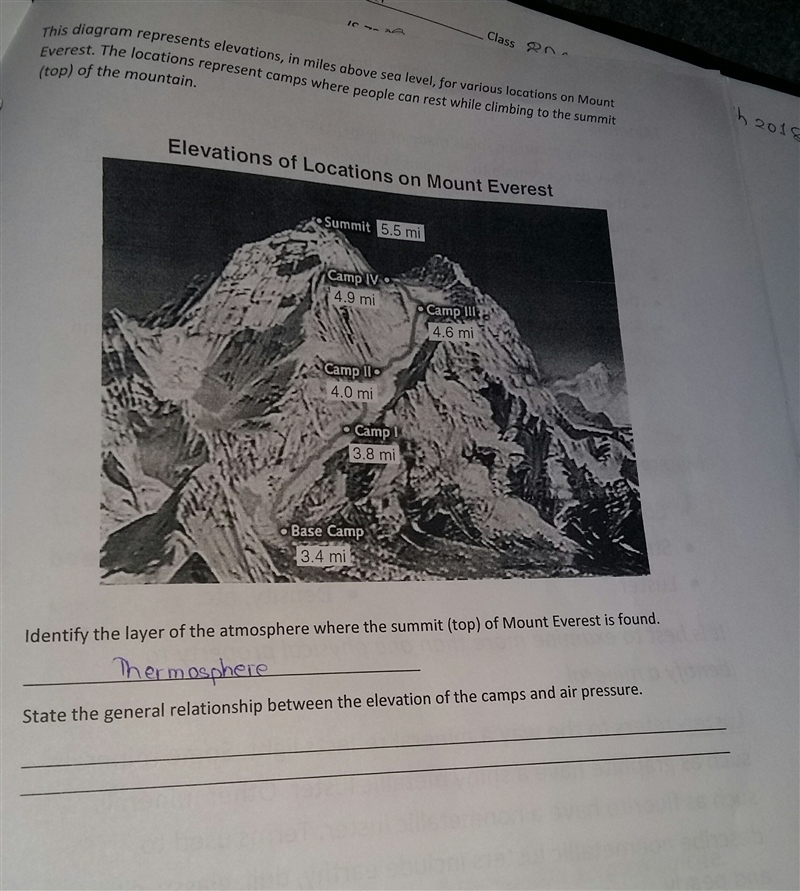 State the general relationship between the elevation of the camps and air pressure-example-1