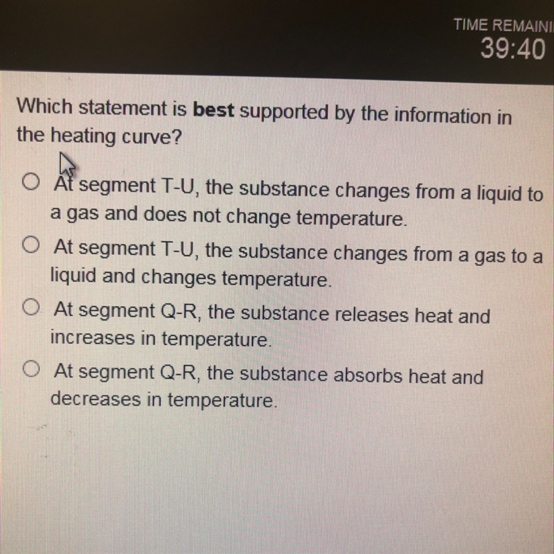 Study the heating curve shown. which statement is best supported by the information-example-1