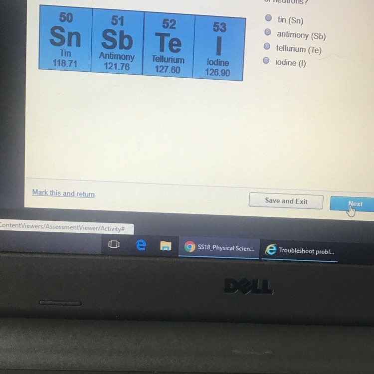 Part of one row of the periodic table is shown. Which element’s atoms have the greatest-example-1